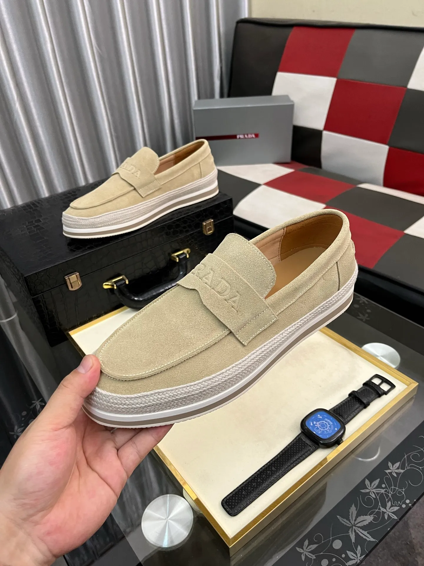 Men's men's shoes 💰458⌚️⌚️prada: new spring and summer casual shoes, sports sneakers, fabric: imported cowhide, lining: original lining, sole: original sole, size: 38-445️⃣color optional